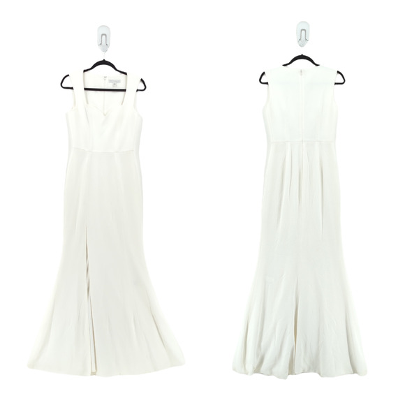 DRESS THE POPULATION Women S Monroe Gown Dress Off White Side Slit Sweetheart - Picture 1 of 9